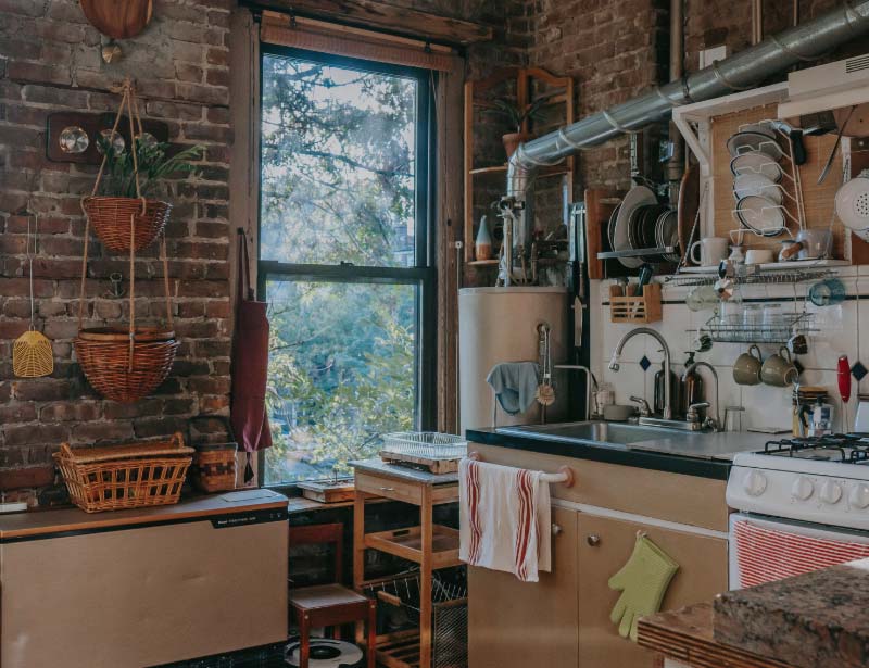 Kitchen view with a window