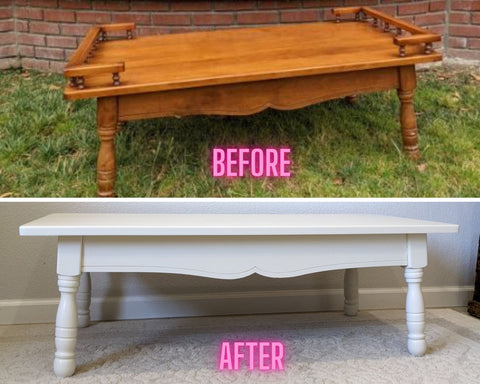 before and after coffee table painted