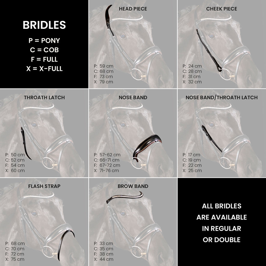 Mrs. Ros Bridles and Halters Size Guide