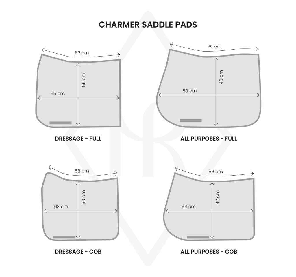 Charmer saddle pad size guide