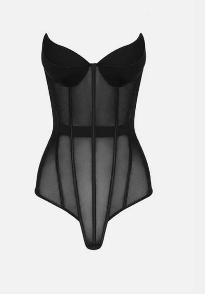 Parisian mesh corset top in black