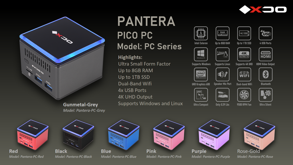 Small EVA Case - Tiny Desktop PC's - Pantera Pico PC - Win10 Linux