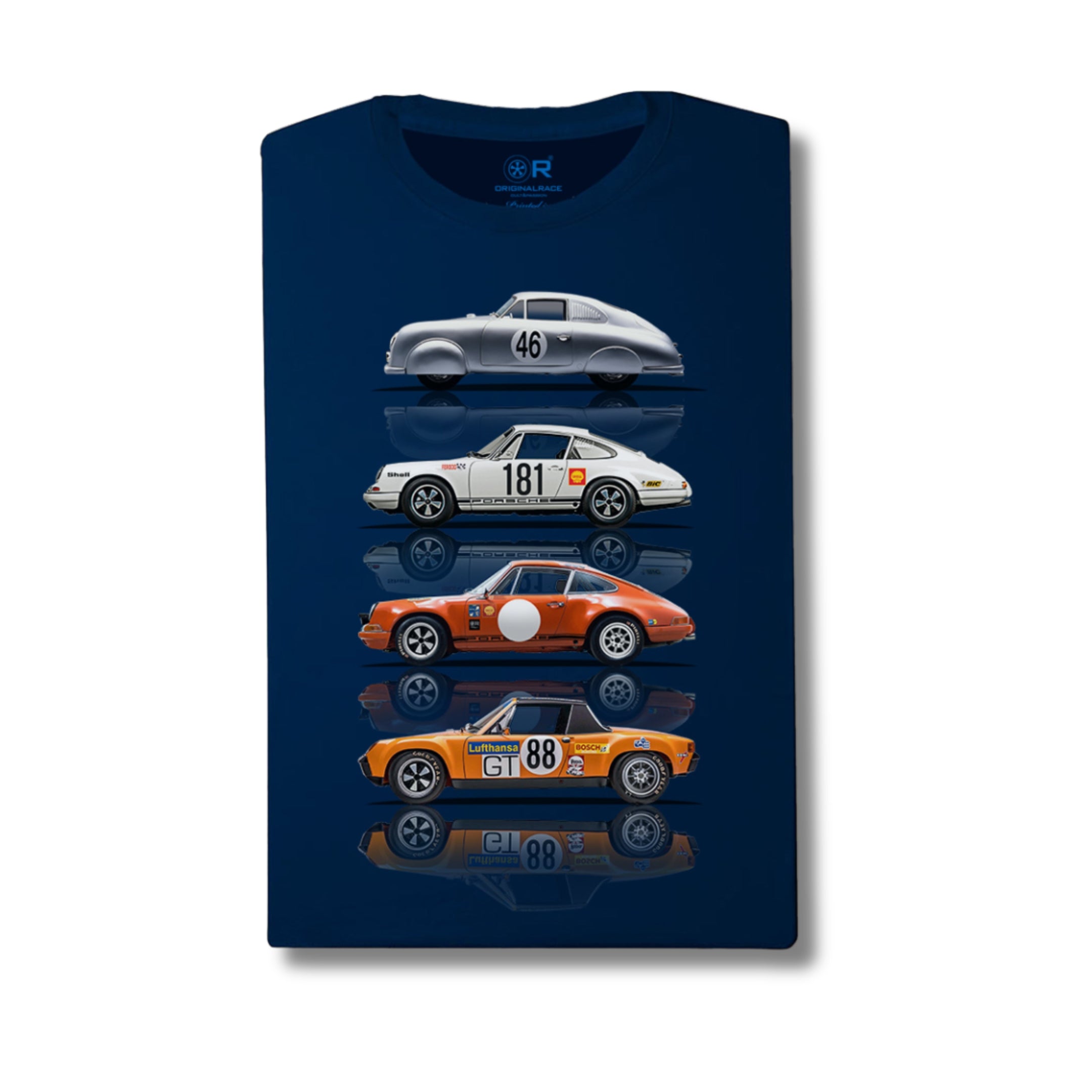 Porsche Race Cars T-Shirt in Dark Navy (Slim Cut)