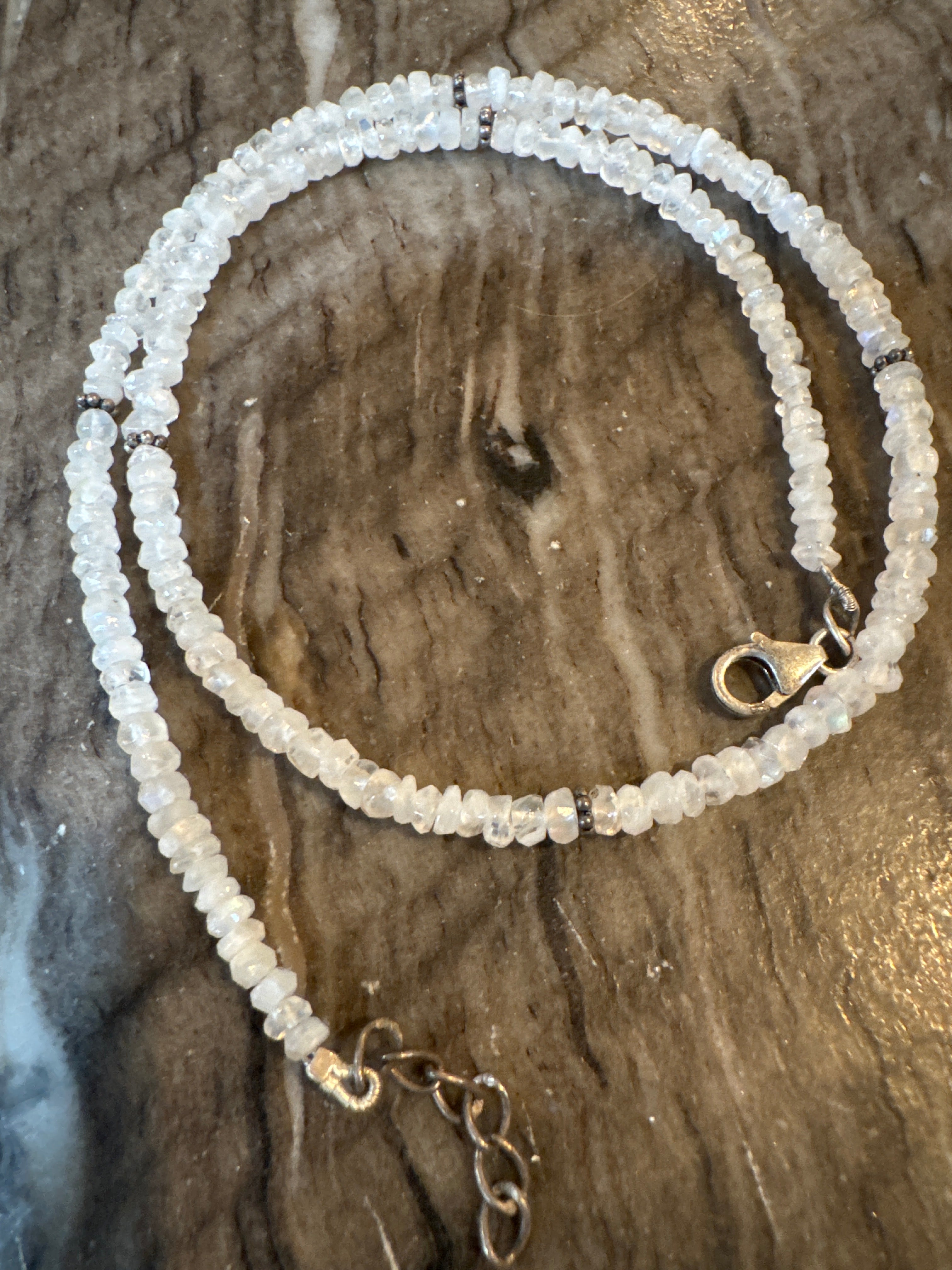 18” with 2” Moonstone Single Strand