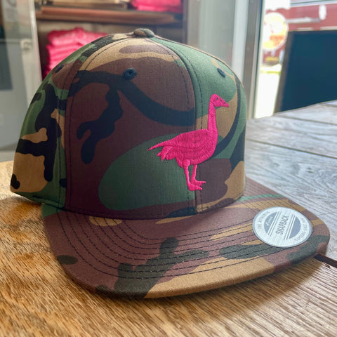 Flat Bill: Camouflage Hat, Pink Goose