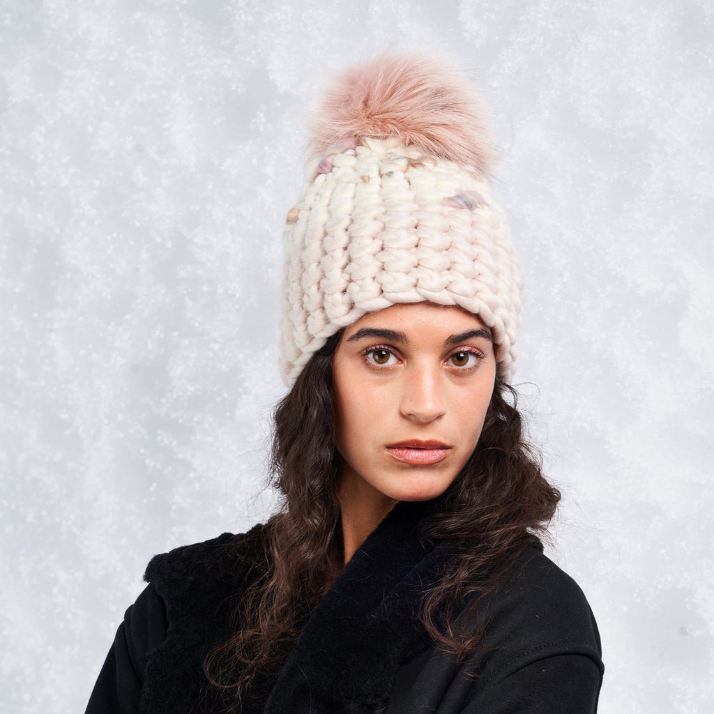 carnival | candy beanie color block + baby blue xl pom – Mischa Lampert
