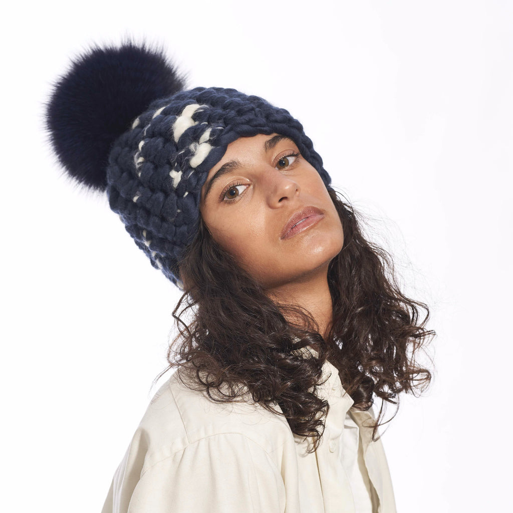 Mischa Lampert XL Pom Twombly Triple Trouble Raccoon Reg Poms Beanies Arctic White