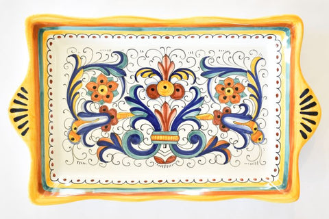 Deruta Italian ceramic serving tray with Ricco Deruta pattern