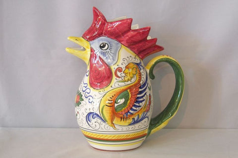 raffaellesco italian ceramic rooster pitcher