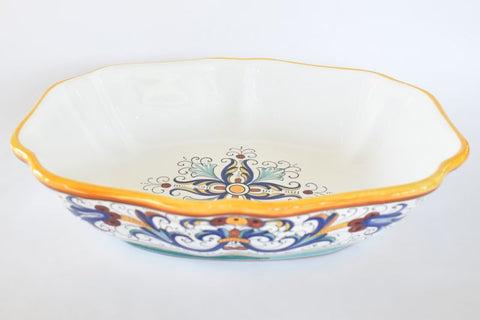 ricco deruta scalloped oval italian ceramic serving bowl