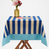 Lisa Corti Nizam Stripes Blue Natural small square cloth 110x110cm table cover