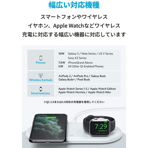 Anker PowerWave+ Pad with Watch Holder｜Qi対応ワイヤレス充電器の