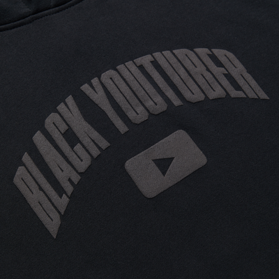 BLACK YOUTUBER HOODIE BLACK - Poudii