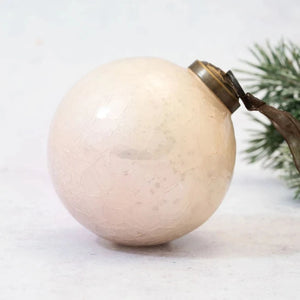 Crackle 3" Glass Ornament | Pearl - Farm Home Marketplace