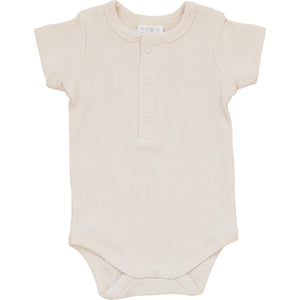 Organic Cotton Ribbed Short Sleeve Onesie | Vanilla - Farm Home Marketplace