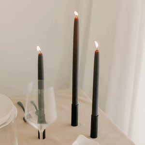 Charcoal | 14" Beeswax Taper Candles | Set of 2 - Farm Home Marketplace