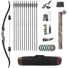 60 Wood Laminated Takedown Recurve Archery Bow 6x Carbon Arrows Quive –