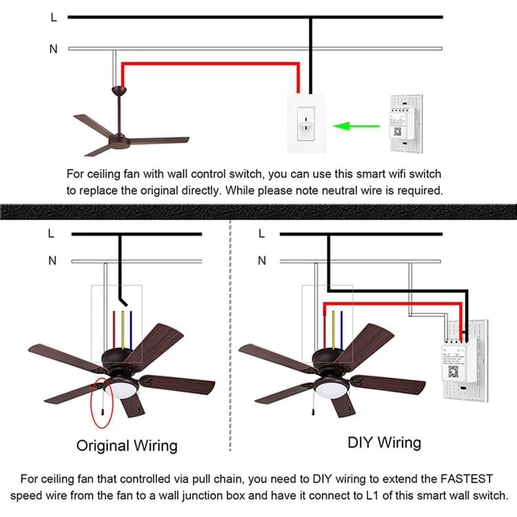 Remote Control Wall Switch Ceiling Fan Switch Works With