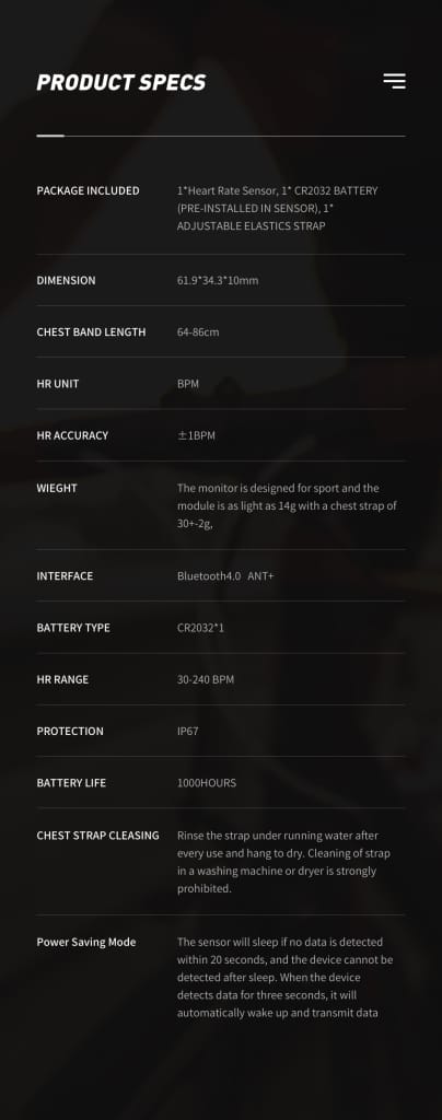 Magene Mover H64 Heart Rate Monitor Bluetooth4.0 Ant +