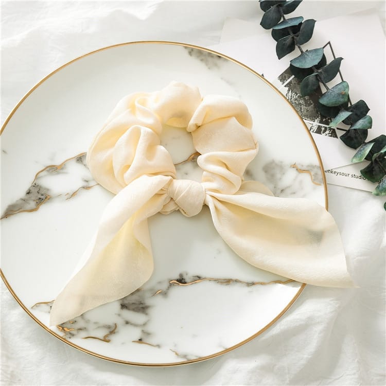 New Chiffon Bowknot Elastic Hair Bands for Women Girls Solid