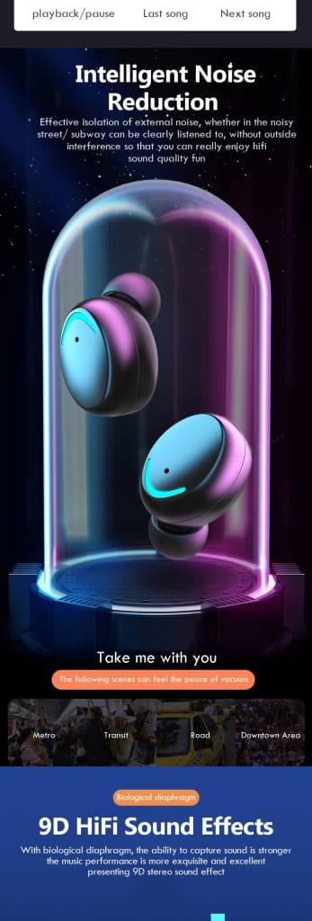 Tws Bluetooth 5.0 Earphones 2200mah Charging Box Wireless