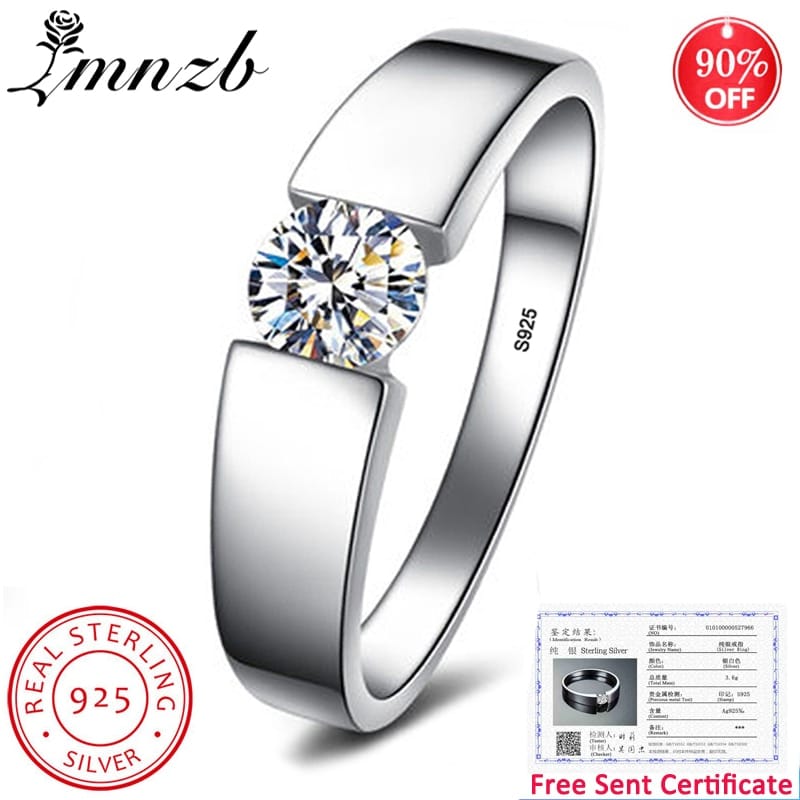 100% Solid 925 Sterling Silver sent Certificate! Cz Zircon