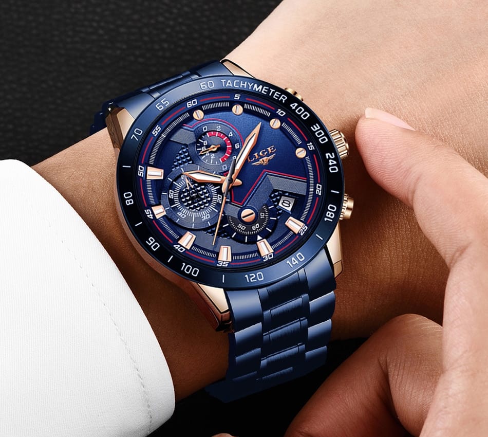 Men’s Watches Luxury Stainless Steel Waterproof Quartz Watch