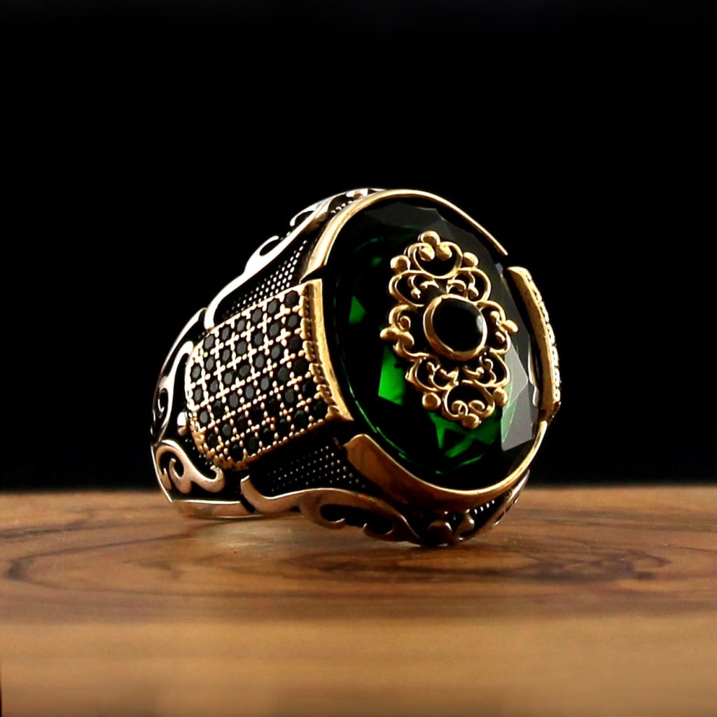 Vintage 925 Sterling Silver Ring for Men with Natural Zircon