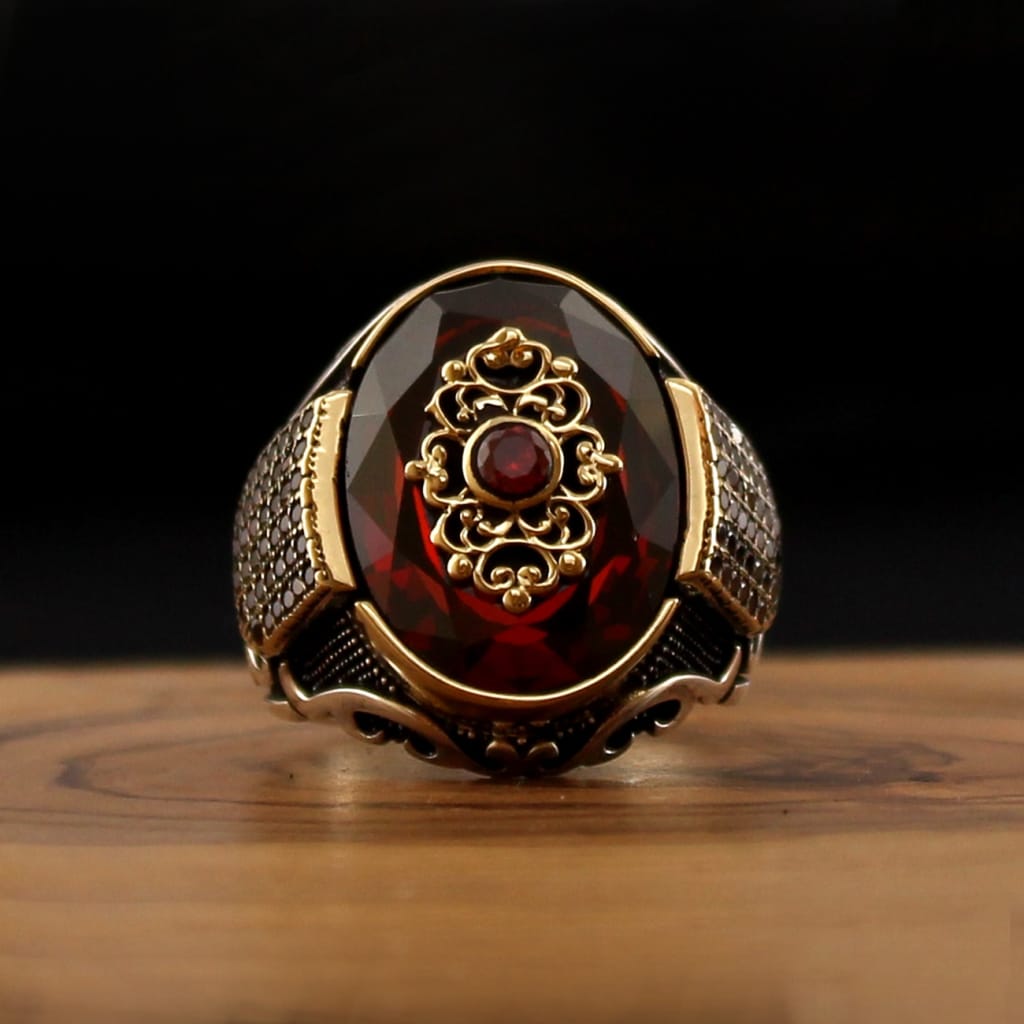 Vintage 925 Sterling Silver Ring for Men with Natural Zircon