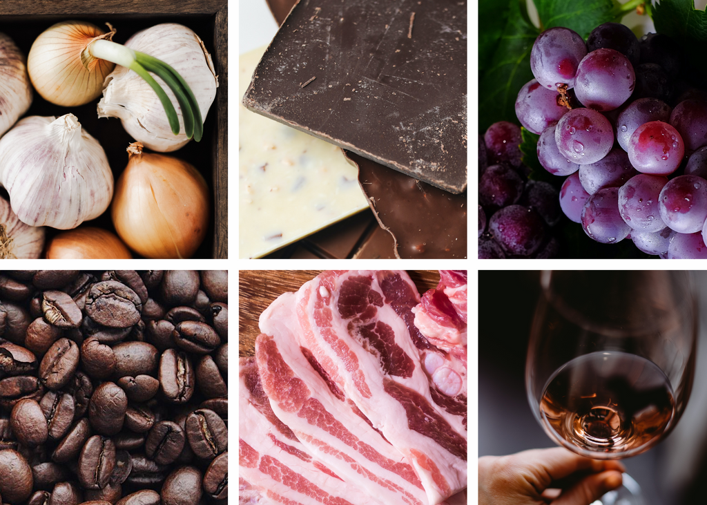 Food that is toxic dogs: Onions and garlic, chocolate, grapes, coffee beans, fatty meat, alcohol