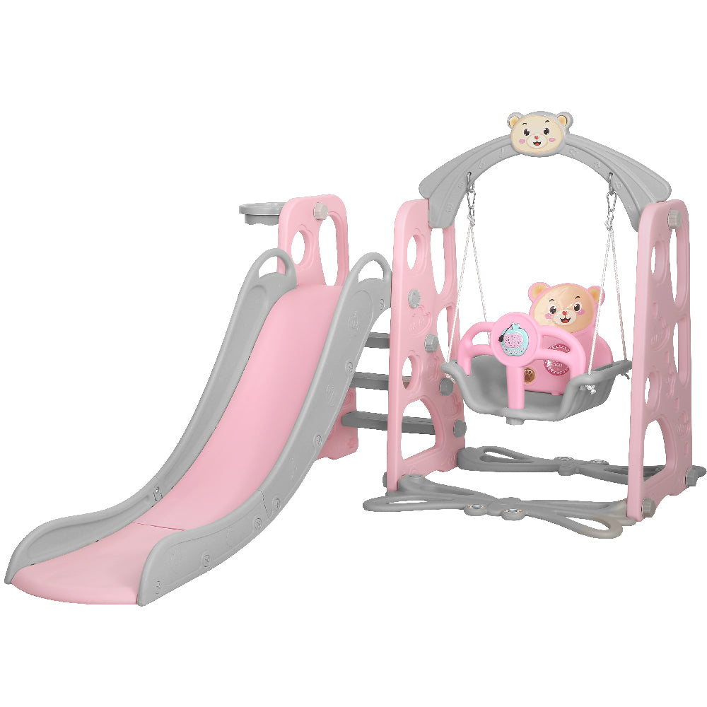 pink swing and slide set