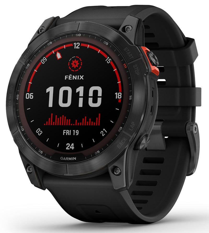 Garmin Fenix 7S PRO Solar Gray / Black Silicone Band - 010-02539-13