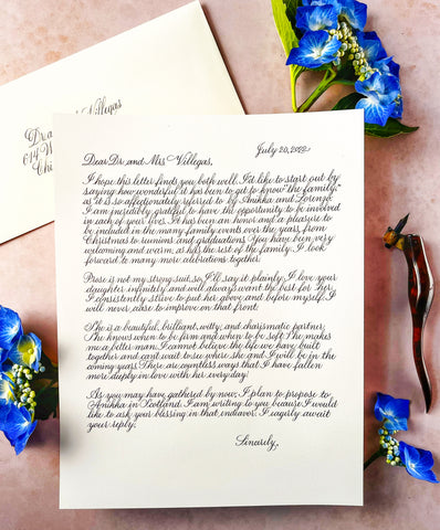 Wedding Proposal Letter Copperplate Calligraphy