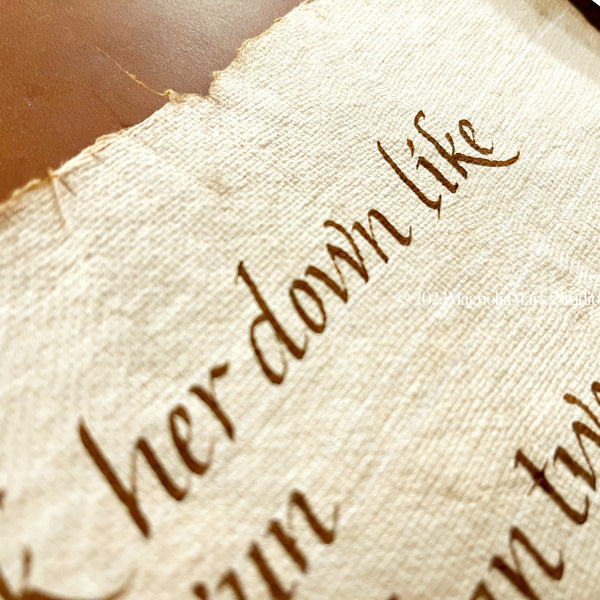 Linen Aged Paper with Custom Italic Calligraphy