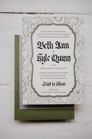 Wedding invitation in gothic calligraphy