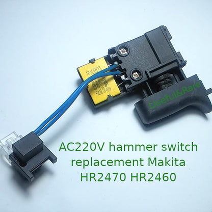 Makita HR2470, HR2460 Hammer operation DPST trigger switch FSO59-06 6A with backlight and fixation