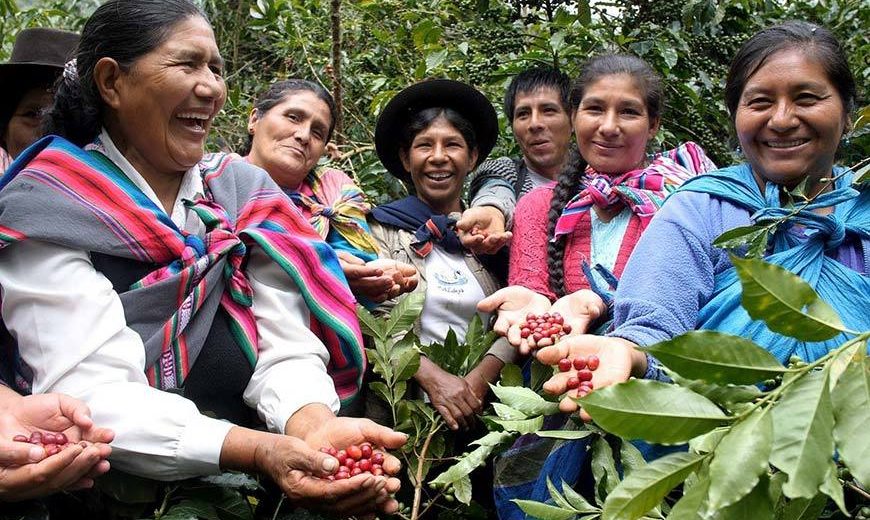 Grupo de mujeres peruanas productoras de café de Comercio Justo