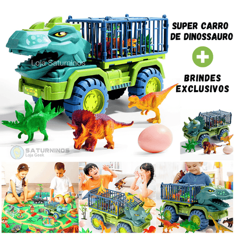 Carrinho Dinossauro Rex + Brinde (12 Dinossauros)