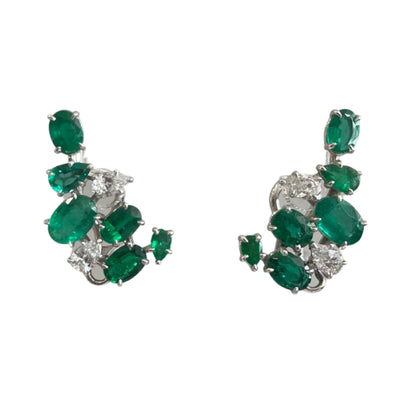 Emerald and Diamonds Tassel Earrings