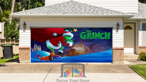 The Grinch Merry Christmas Garage Door Cover Wrap Banner Backdrop
