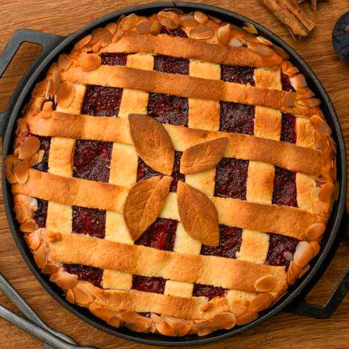 This seasonal showstopper is a take on the Italian jam-filled Crostata, and is the perfect mix of sweet, tangy, and spiced flavour to round off any family meal.