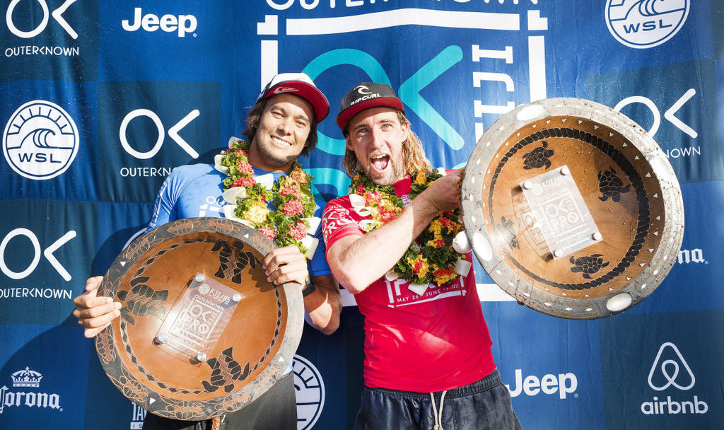 Matt 'Wilko' Wilkinson & Connor O'Leary at the 2017 Outerknown Fiji Pro © WSL / Kelly Cestari