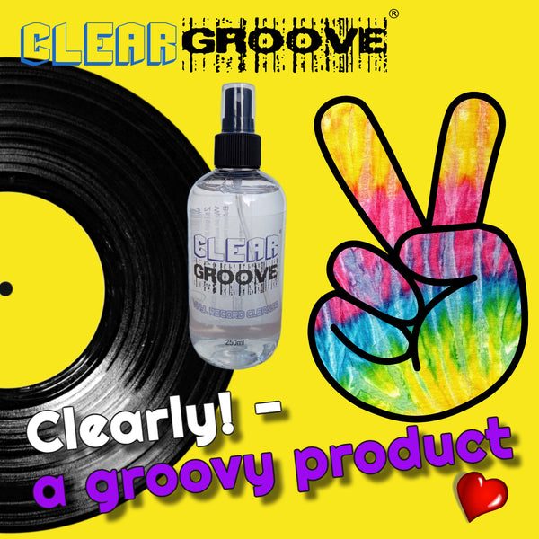 clearly groovy hippy record cleaner graphic