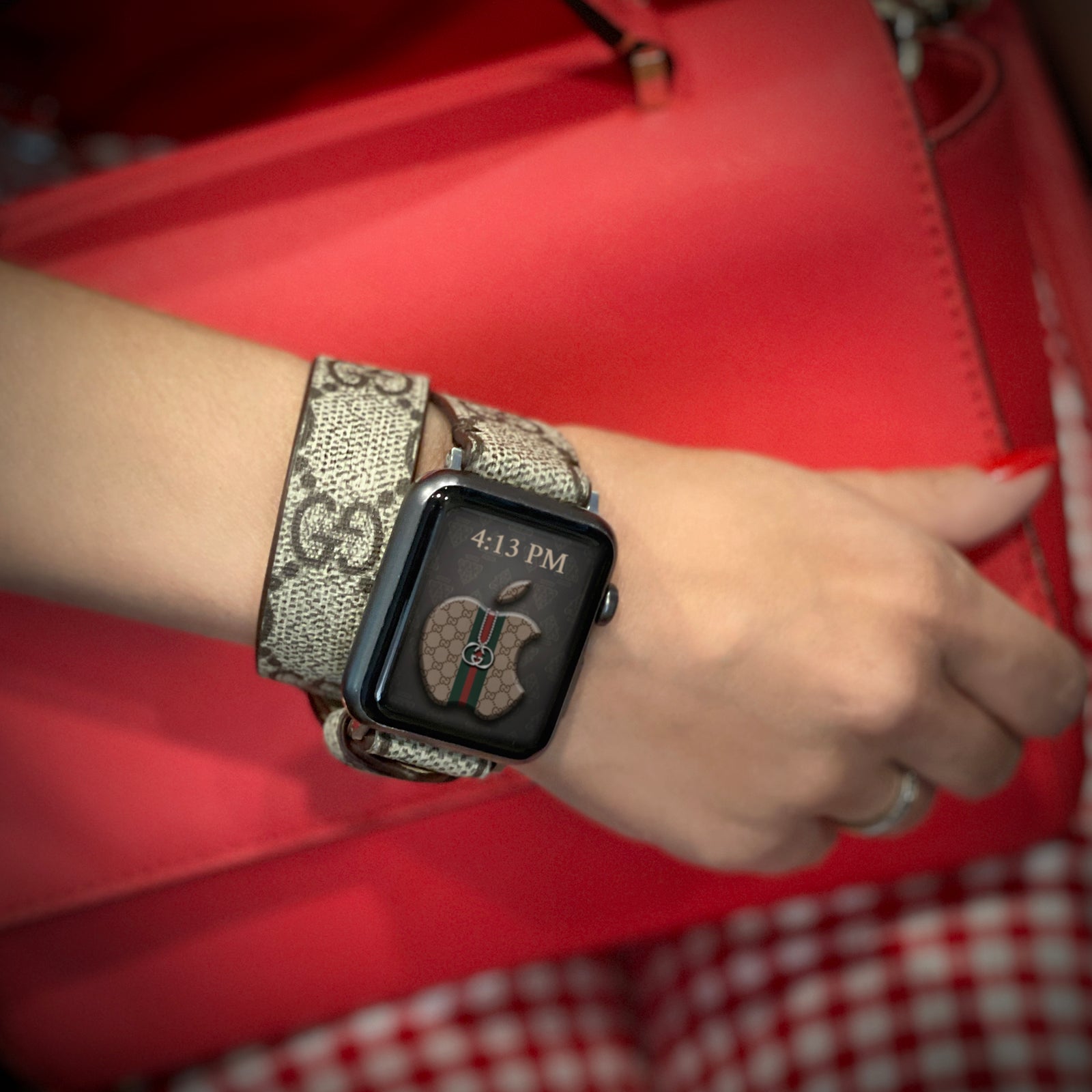Louis Vuitton ‼️ Apple watch band Handmade Multicolor Black
