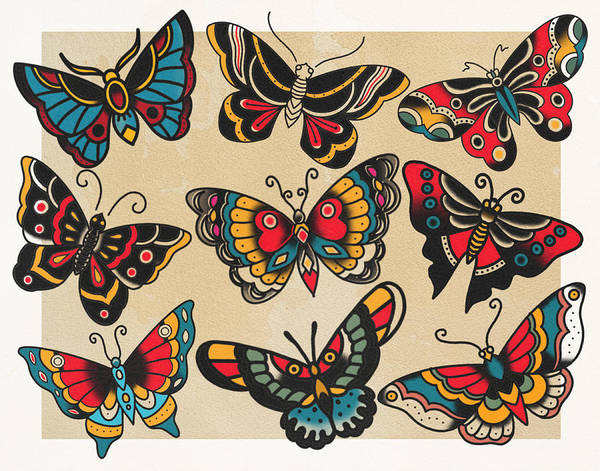 Sailor Jerry Style butterfly Tattoo Flash  Etsy  Sailor jerry tattoos Butterfly  tattoo Traditional butterfly tattoo