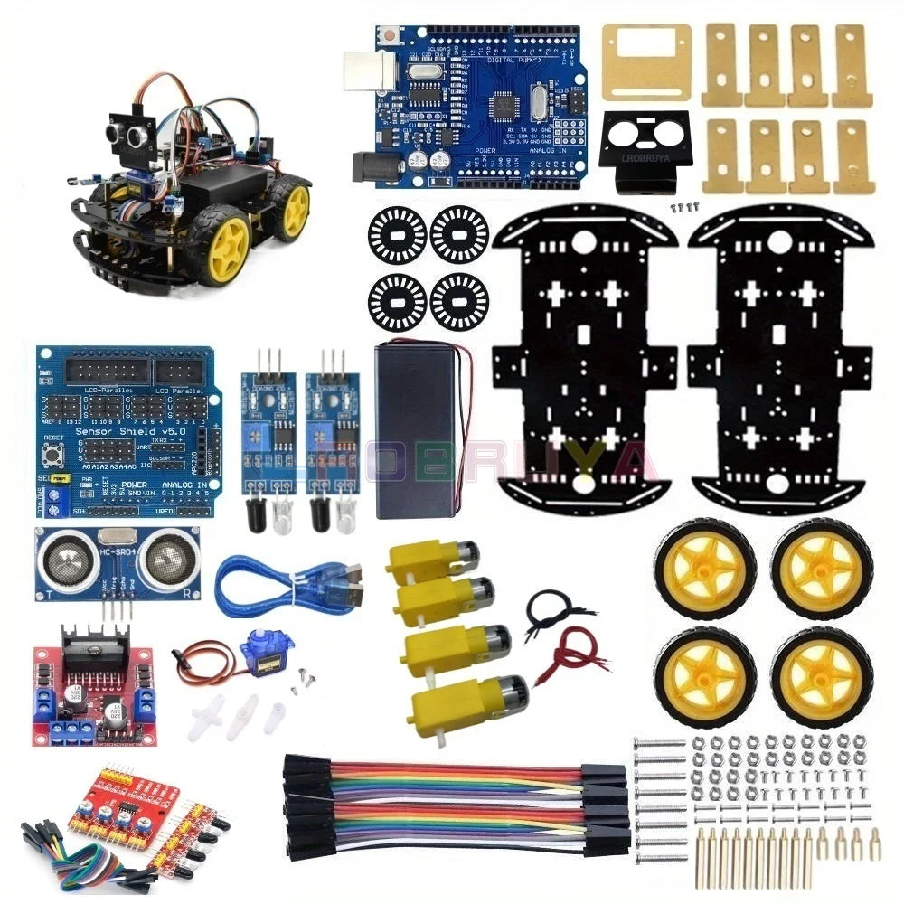 4WD Smart Automation Robot Car Kits For Project DIY Upgraded Great Fun Programming Complete Set + e-Manual and Codes LTARK-39