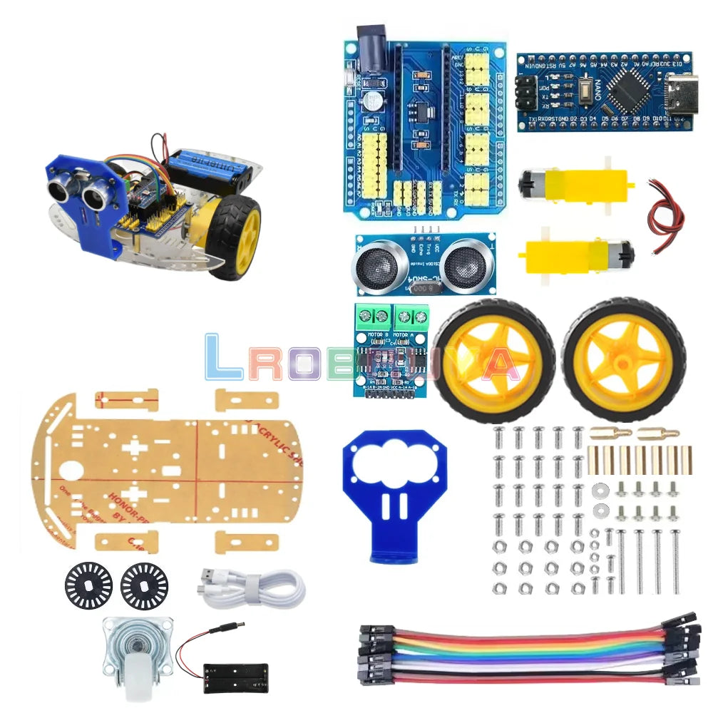 Complete Kit 2WD Smart Robot Car Kit for Project Basic Starter Learning Programming DIY Stem Electronic Car Kit LTARK-37