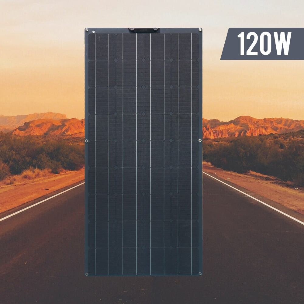 Solar Panel 12v Kit Flexible Solar Cell 120W 18V Module With Solar Controller Power for Battery Households Camping RVs Yacht Car