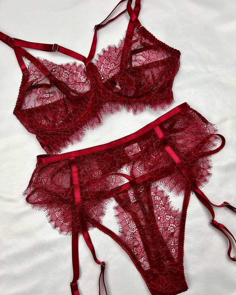 burgundy lace lingerie