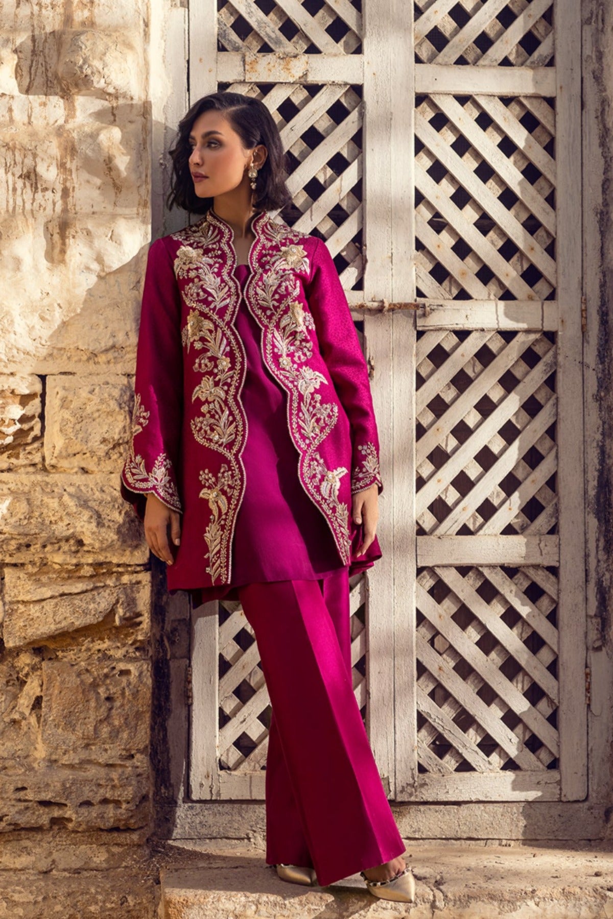 Fusion front open jacket with bootcut pants – Zuri by Zainab Fawad